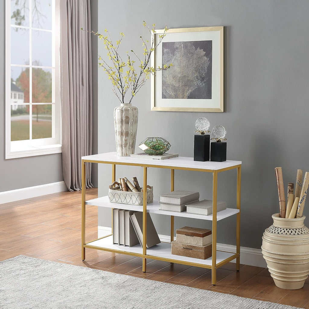 White 3 Shelf Bookcase and Credenza O235387
