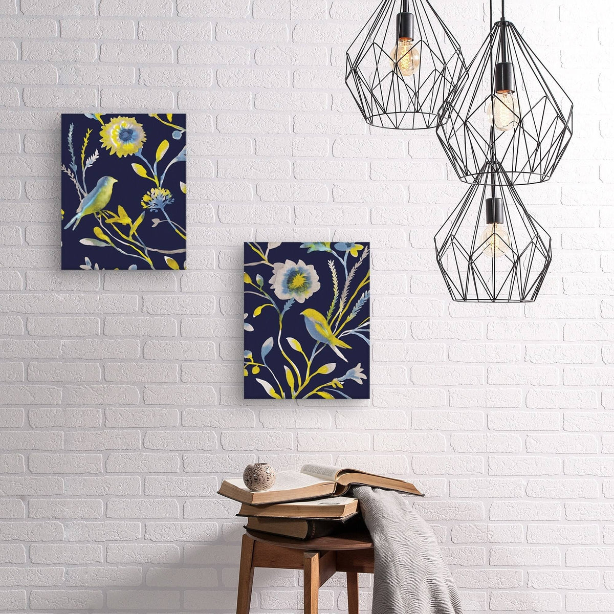 Birds and Feathers Canvas Art Set of II 16 inch x 20 inch J945