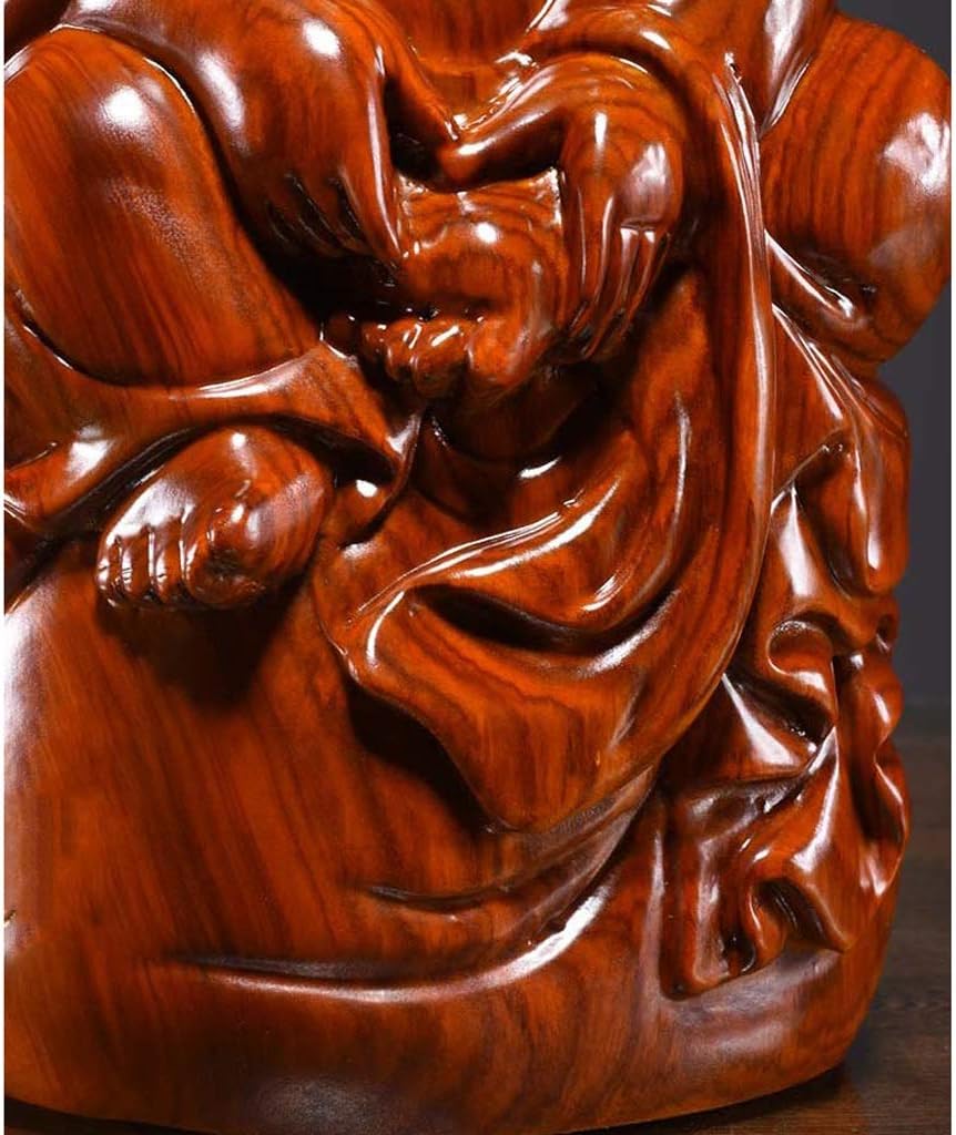 7.88 Inches Huanghuali Wood Carving Maitreya Buddha Statue L428