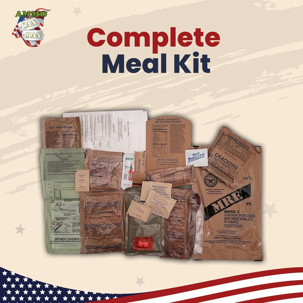 12 Pack MRE with Flameless Heaters and Freeze Dried Meals B314
