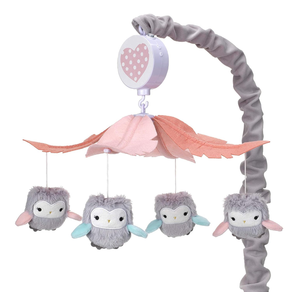 Gray/Pink Musical Baby Crib Mobile Soother Toy P9394