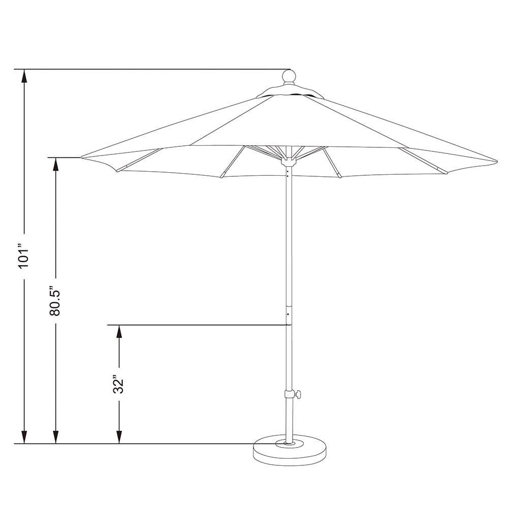 9 Ft Fiberglass Market Umbrella Pulley Open Bronze T905045