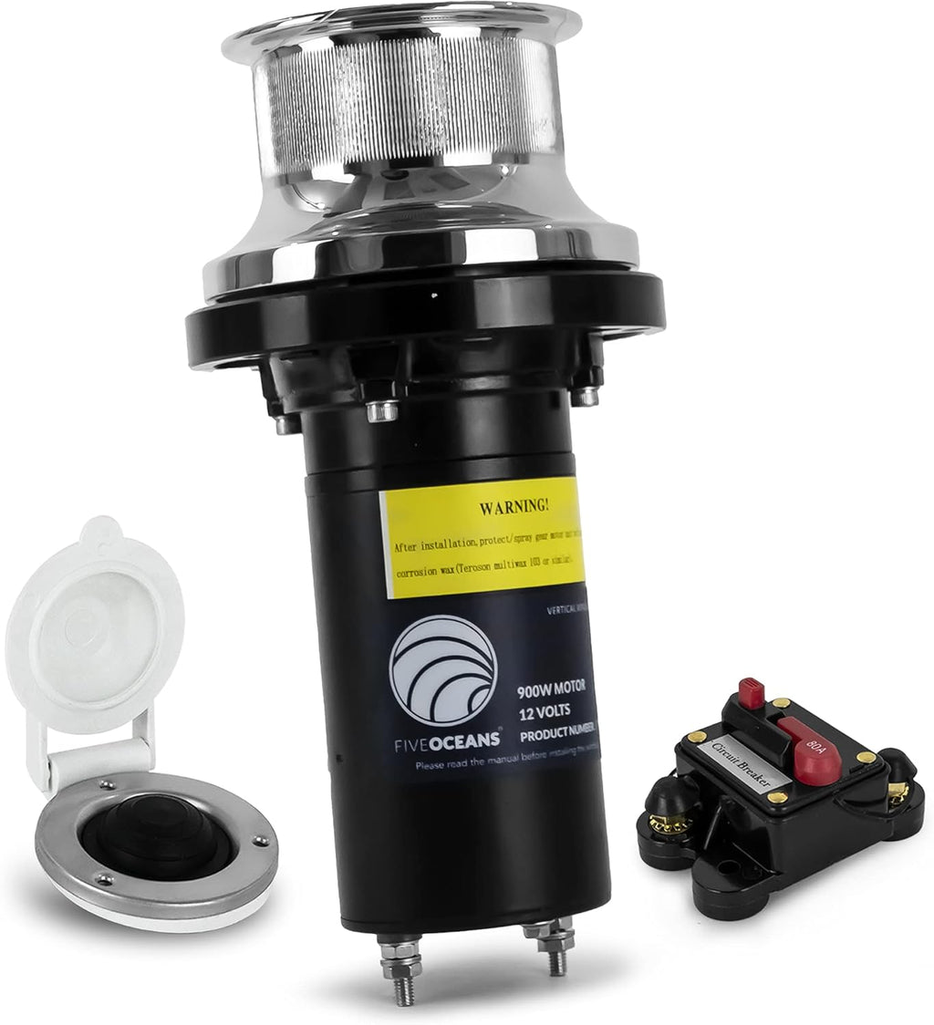 900 Watts 12 Volts Stainless Steel Vertical Mounted Winch M131