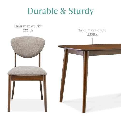 5-Piece Dining Set with 4 Chairs, Padded Seats & Backrests, Wooden Frame - Charcoal/Walnut S3995