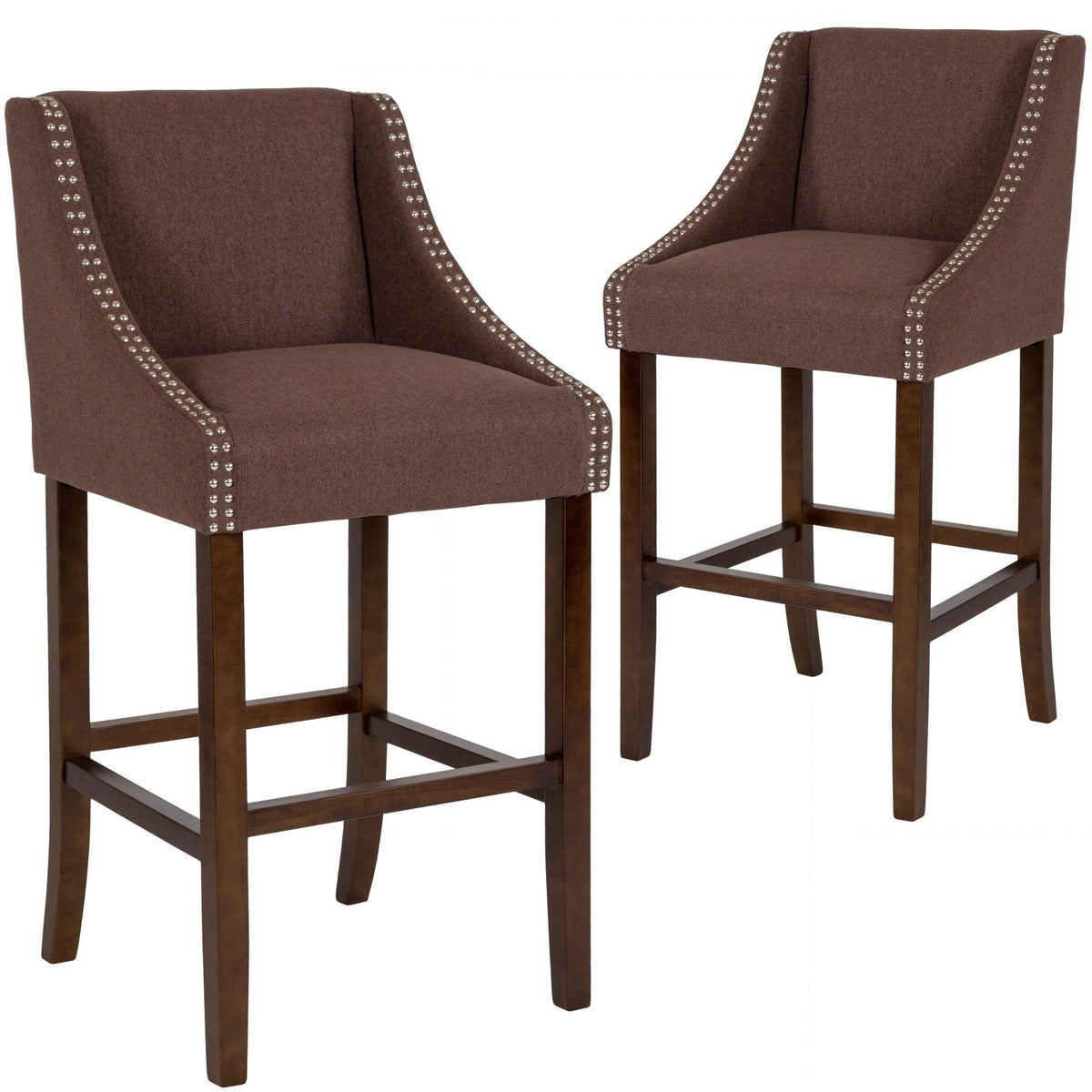 2 Pk. Walnut Barstool with Black Leather Y103