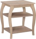 Natural Wooden Side Table with Curved Legs and Two Display Shelves N271