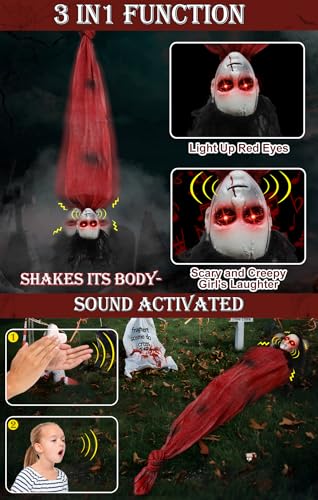 2.6 Ft Zombie Animatronics with Glowing Eye I31584
