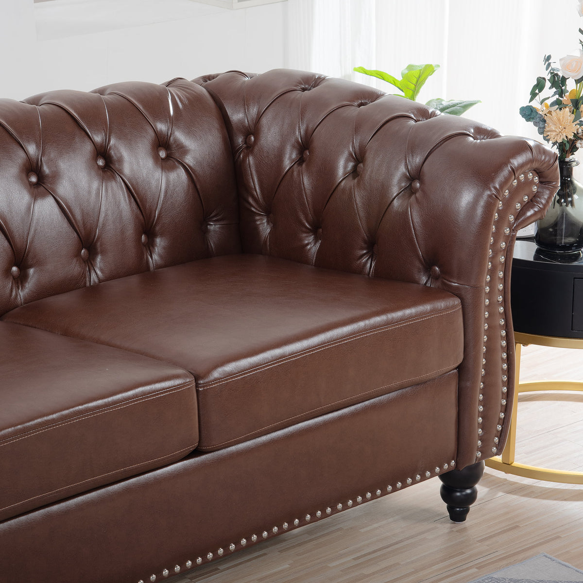 Dark Brown Leather 3-Seater Sofa S3816