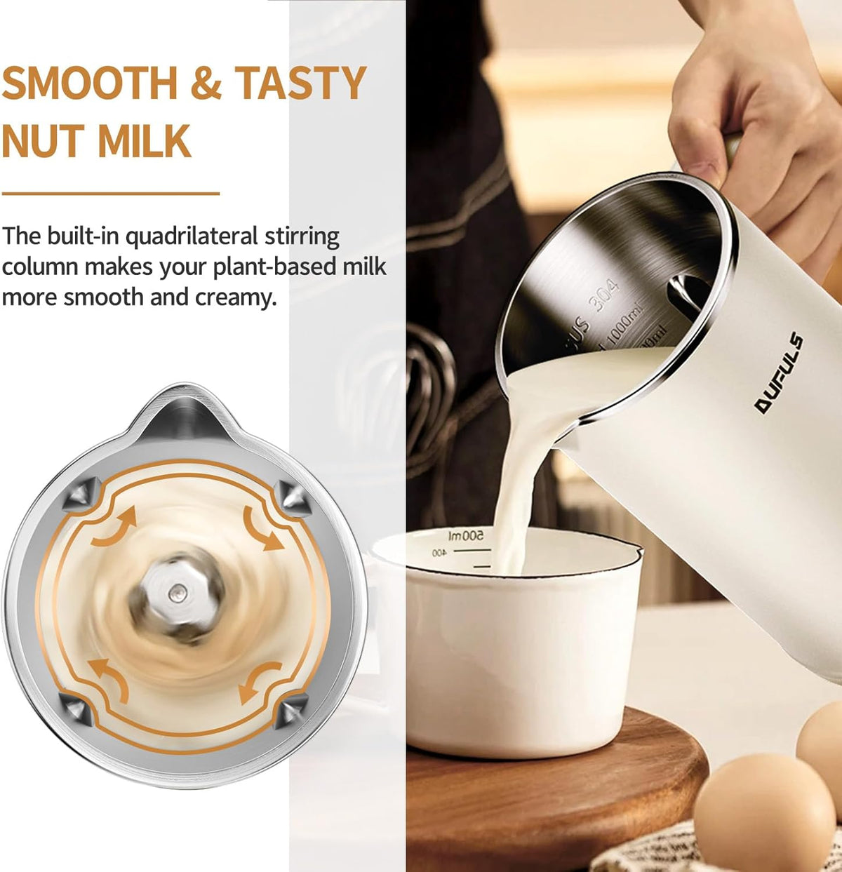 8 in 1 Nut Milk Maker, 40.58oz Soy Milk Maker with 10 Blades N23088