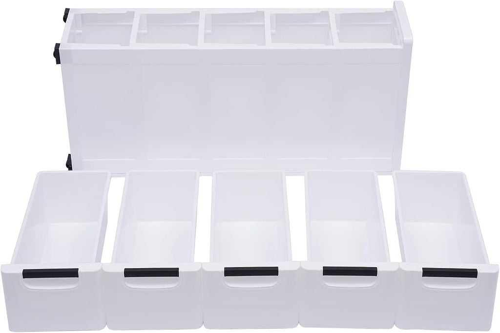 White 5 Drawer Plastic Storage Cabinet with Wheels I1290