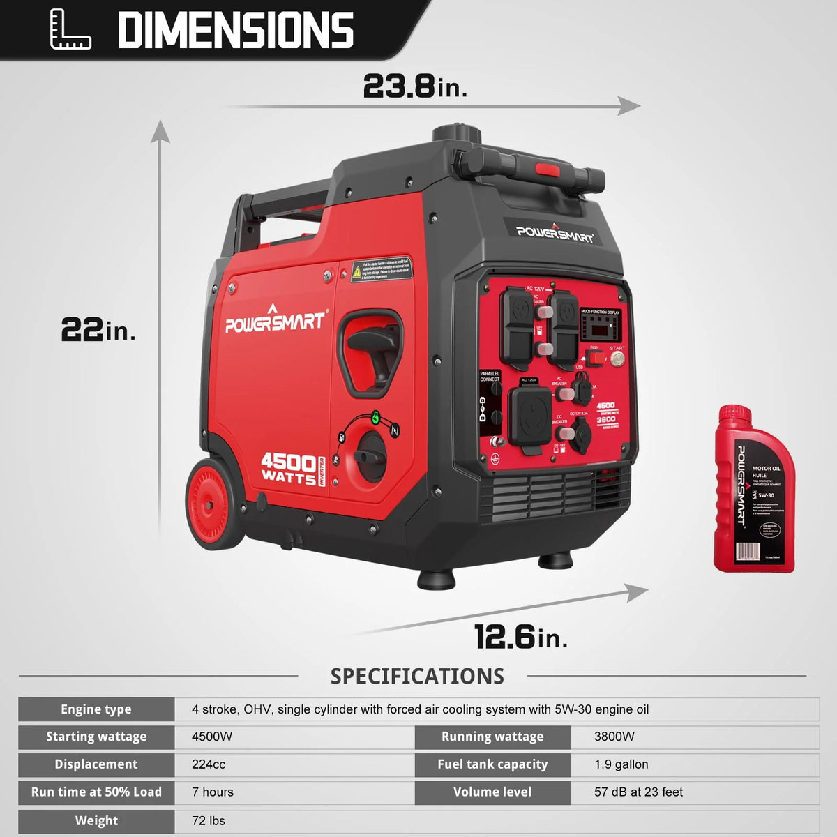 4500W Portable Inverter Gas Generator with Electric Start C484534