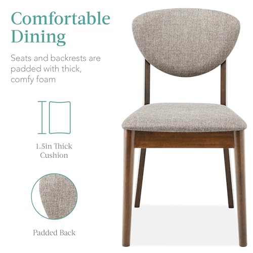 5-Piece Dining Set with 4 Chairs, Padded Seats & Backrests, Wooden Frame - Charcoal/Walnut S3995