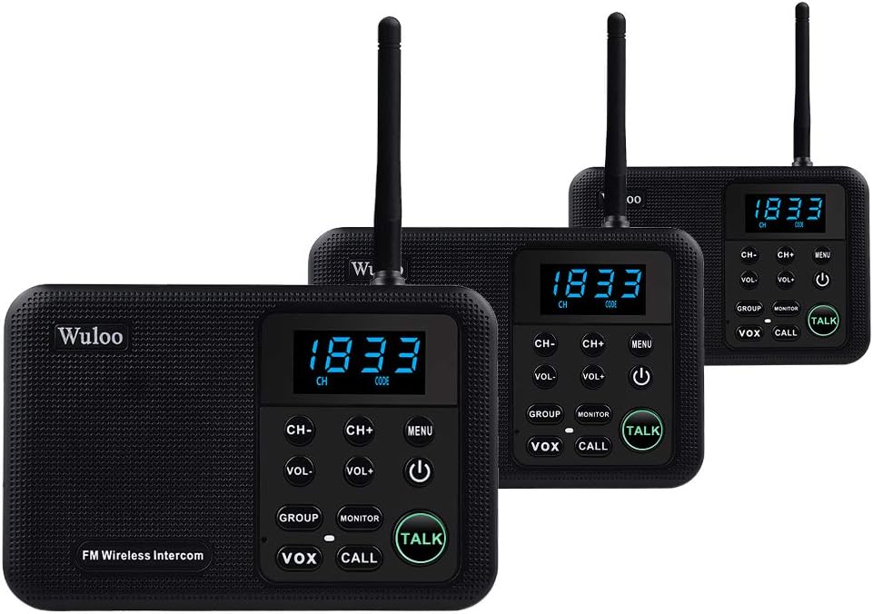 Wireless Intercom System 1 Mile Range 22 Channel 3 Stations White U743549