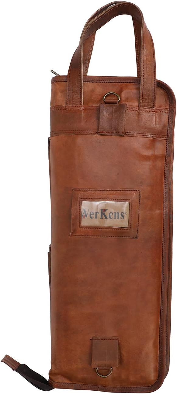Leather Drumstick Bag Holds 10-12 Pairs Brown Z1365