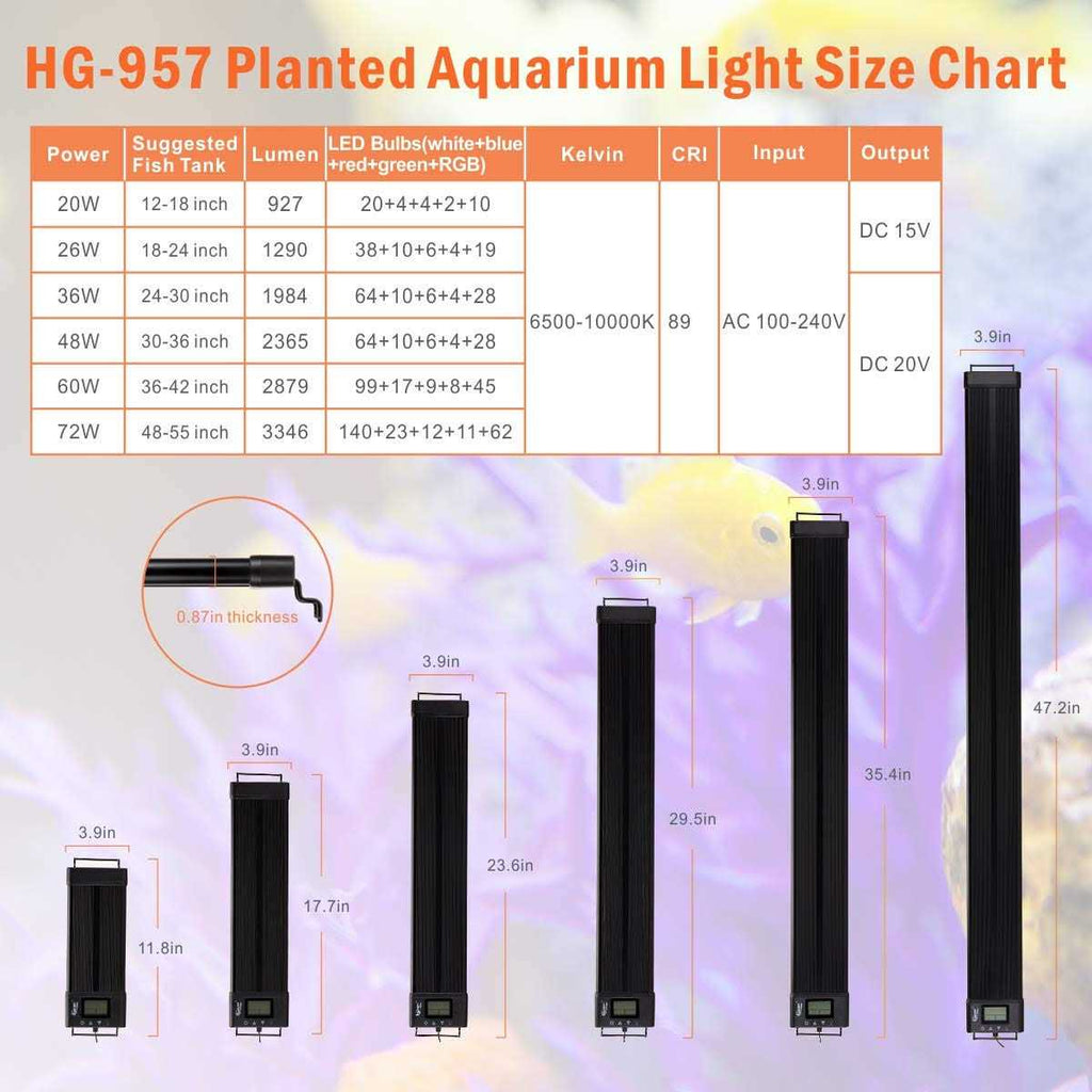 Extendable 7 Colors Full Spectrum LED Aquarium Light Fixture E2282