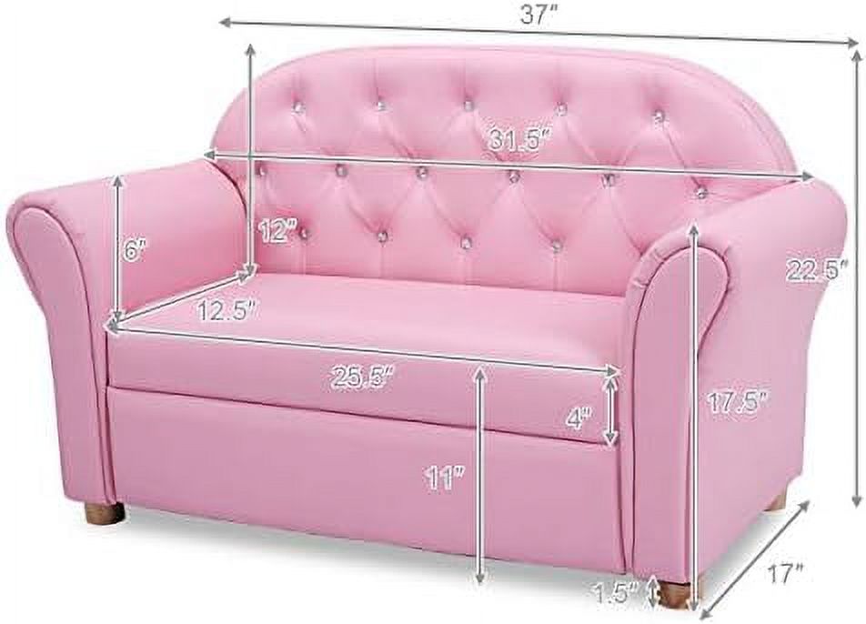 Pink PU Leather Sofa with Wood Construction K623