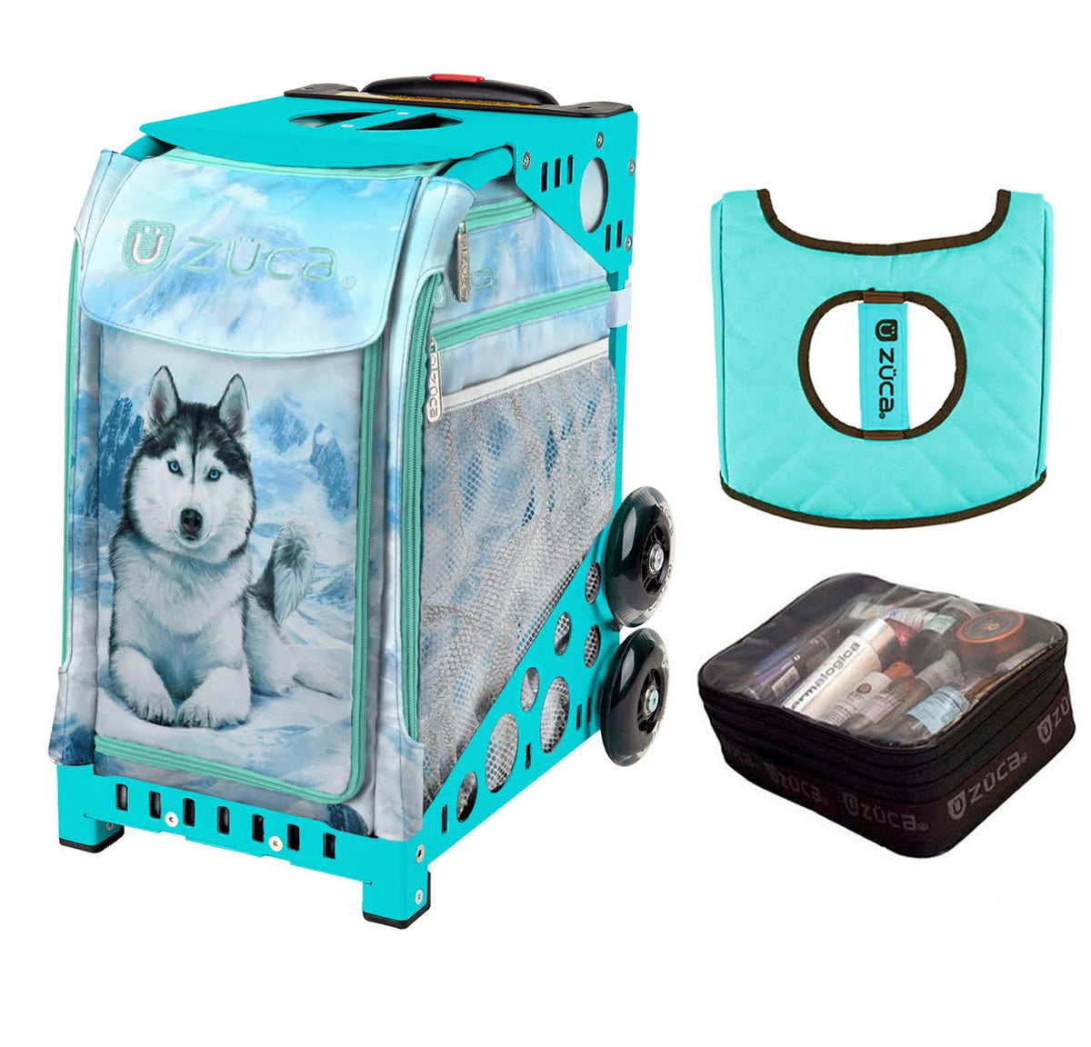 Husky with Turquoise Frame Seat Cover and Utility Pouch X521485