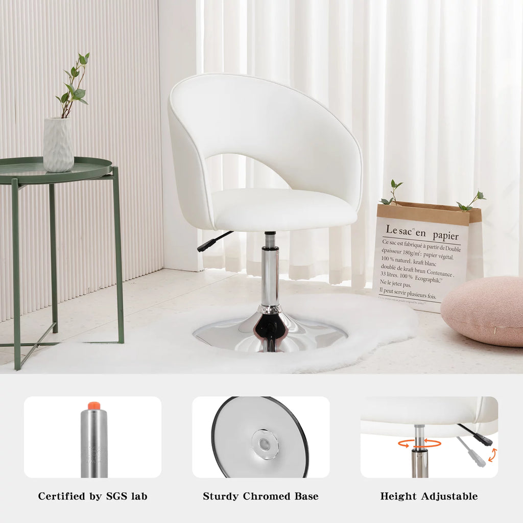 White Faux PU Upholstered Swivel Accent Chair N1045