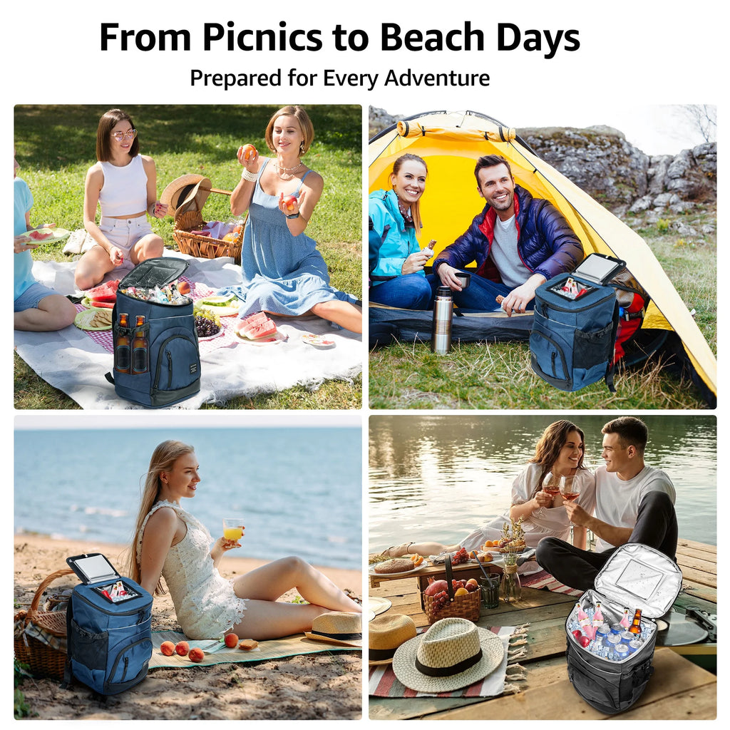 Blue Sandproof Water-Resistant Cooler Backpack A389