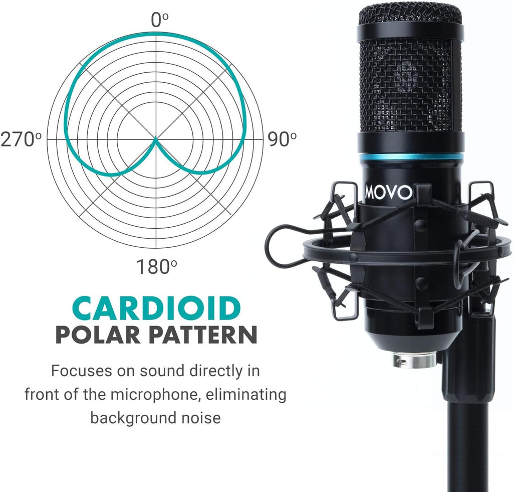 4-Pack XLR Condenser Microphone Bundle with Cardioid Mics, Desk Mount Stands, Shock Mounts, Pop Filters, and Audio Cables W82003
