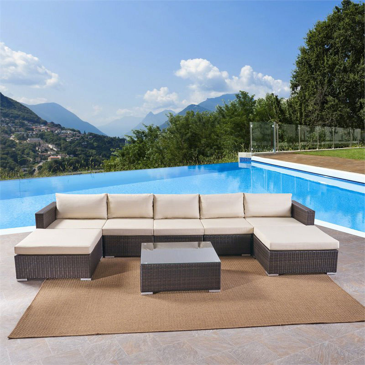 Wicker Sectional Sofa Set with Cushions Z385