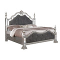 Metallic Gray Velvet Panel Bed Eastern King K162800