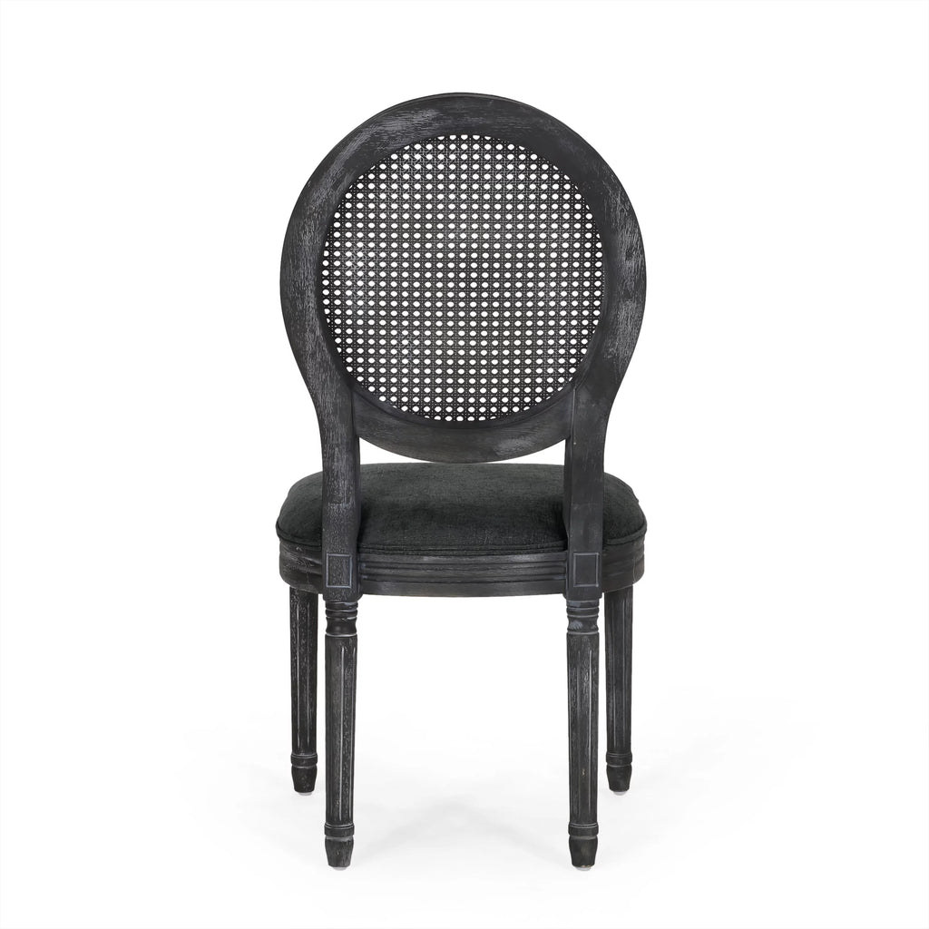Upholstered Wood and Cane Dining Chairs, Set of 4 K6946