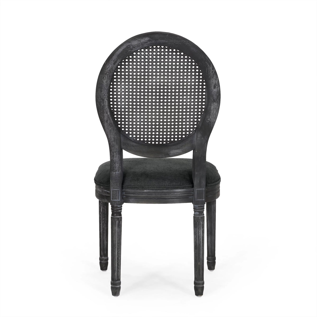 Upholstered Wood and Cane Dining Chairs, Set of 4 K6946