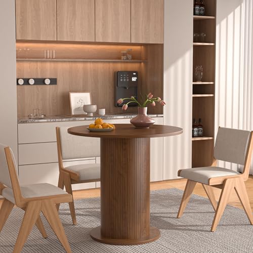 Round Dining Table for 2 with Wood Strip Base V590