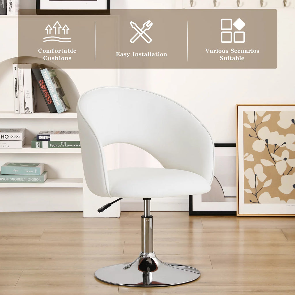 White Faux PU Upholstered Swivel Accent Chair N1045