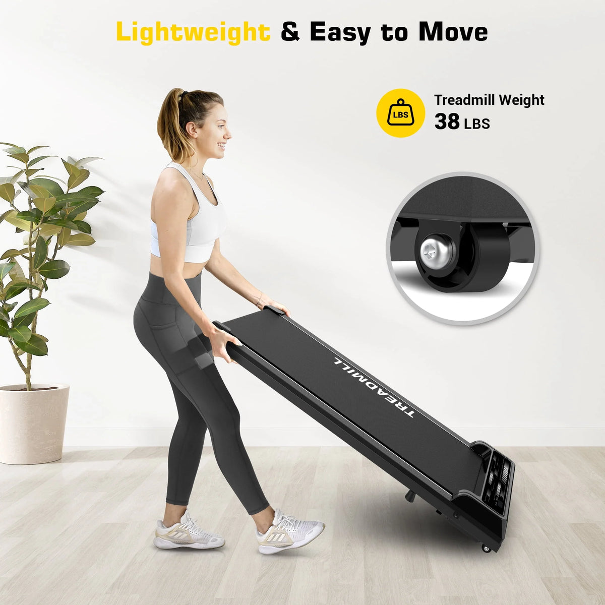 Black Portable Under Desk Treadmill Walking Pad M8893