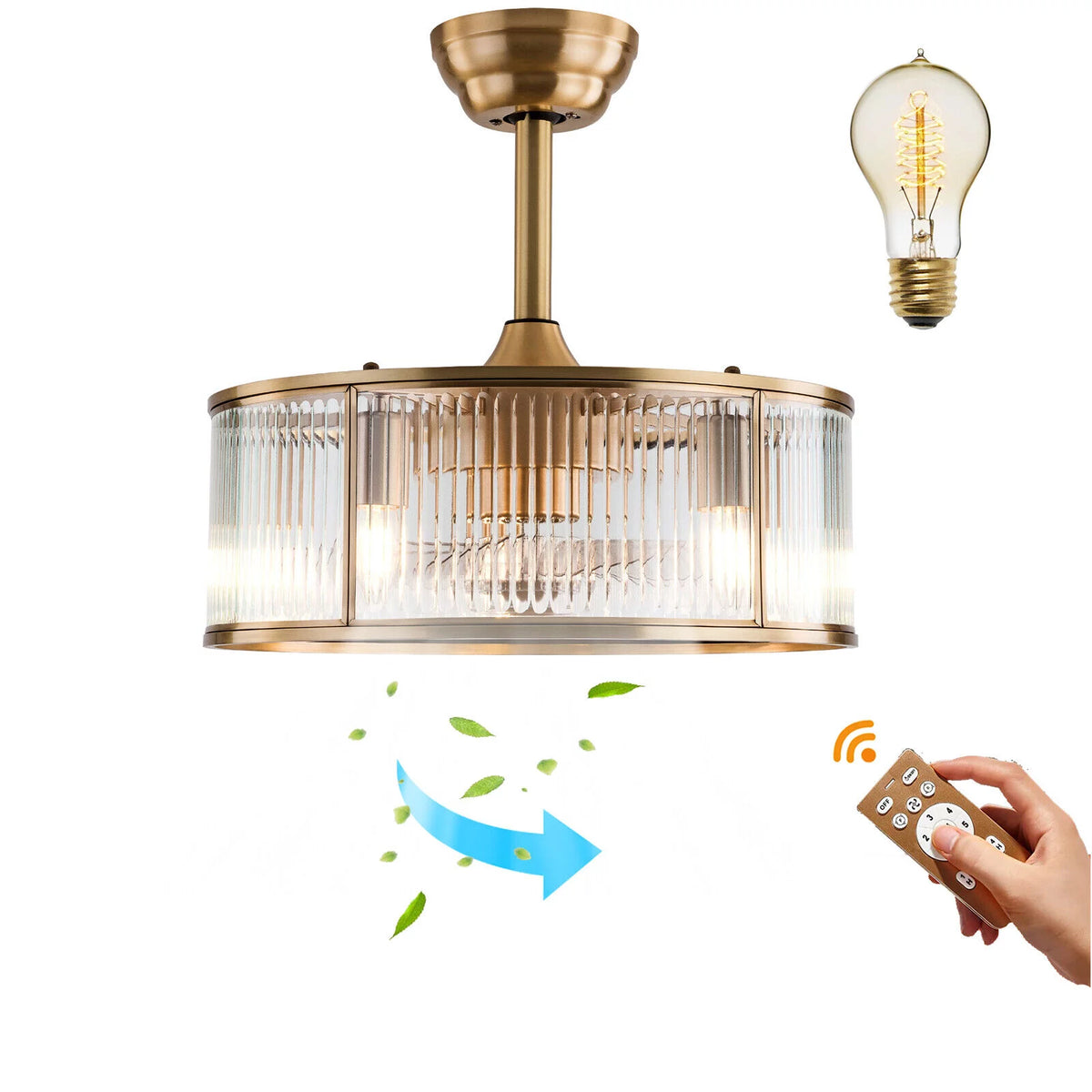 18inch Caged Ceiling Fan Light with Remote Control S195