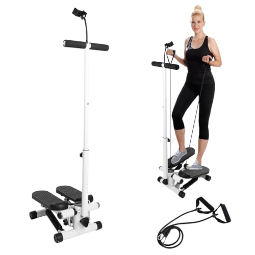 Adjustable Height Stair Stepper with Resistance Bands and LCD Monitor X796