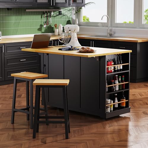 53" Kitchen Cart Island on Wheels with Power Outlet C683572