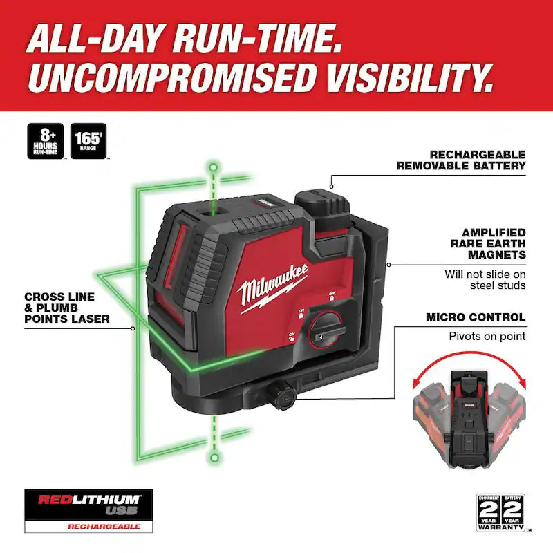 Green 100 ft. Rechargeable Laser Level with Lithium-Ion USB Battery C4266