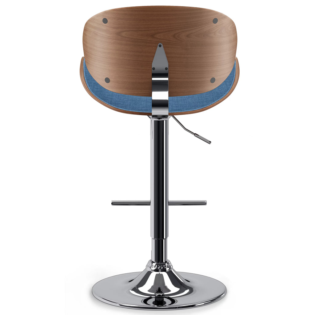 Blue Linen Look Fabric Adjustable Height Bar Stool K324