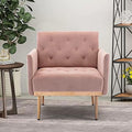 Pink Velvet Single Sofa Arm Chair with Metal Legs R51904