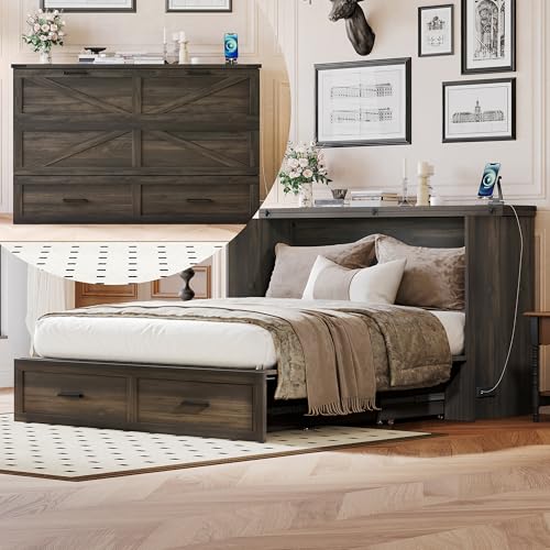 White Queen Murphy Cabinet Bed with Charging Station Z60262