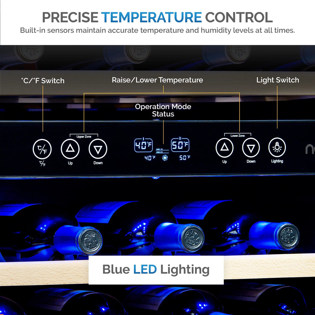 46-Bottle Dual-Zone Compressor Wine Refrigerator Q637