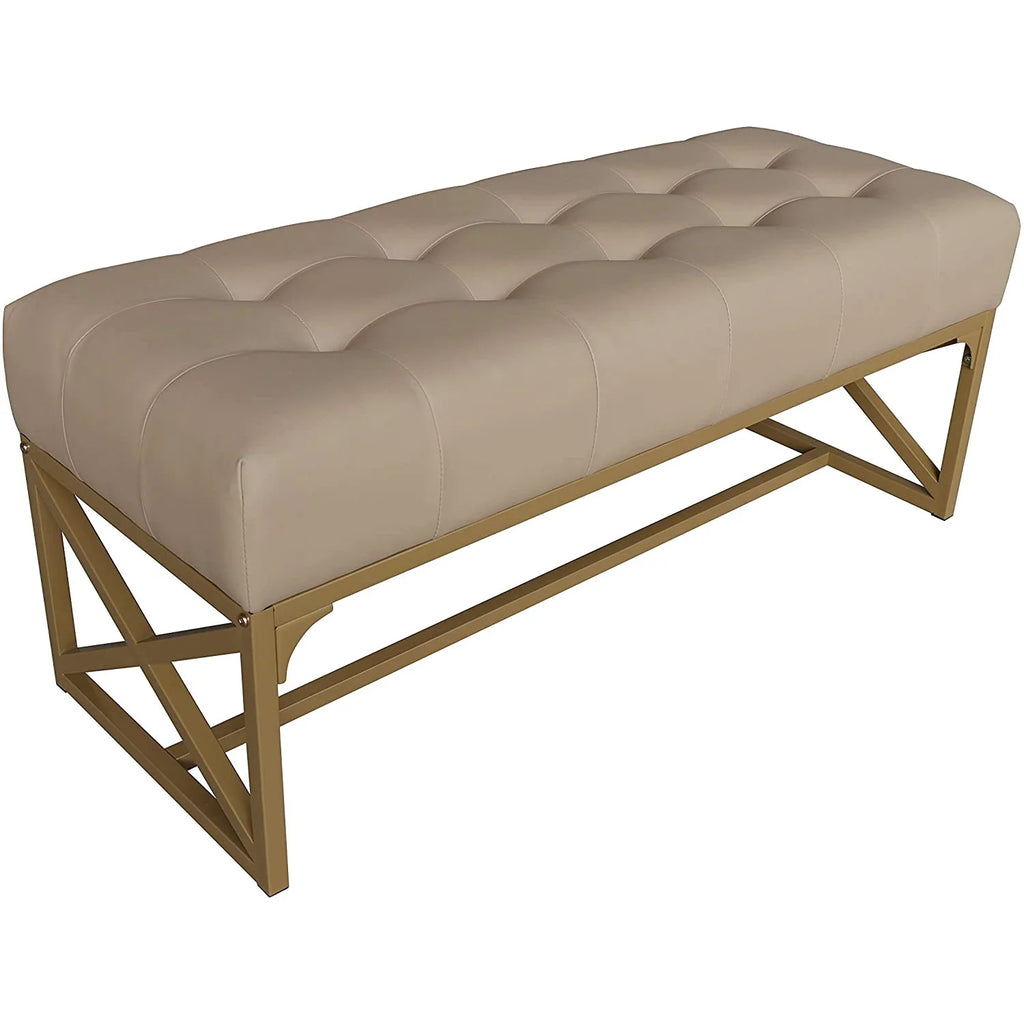 Faux Leather Bench 40.2 Inches Gold Y65026