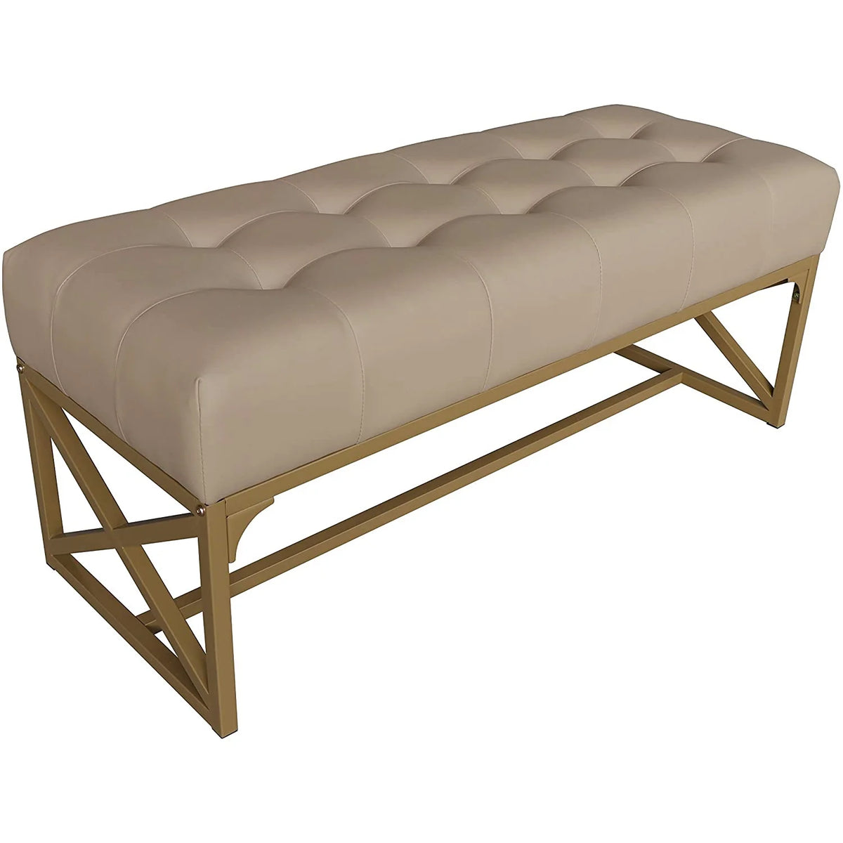 Faux Leather Bench 40.2 Inches Gold Y65026