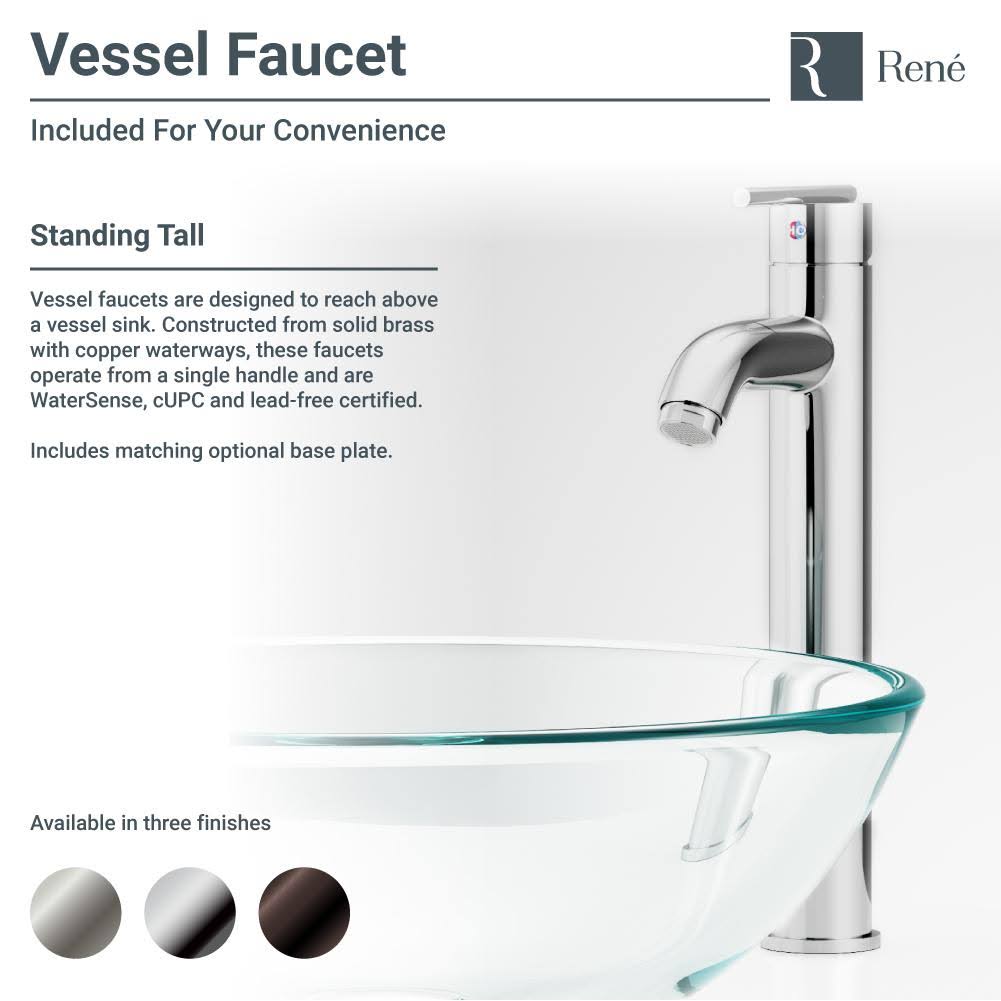 16-5/8x22 Glass Vessel Bathroom Sink with Vessel Faucet V52200