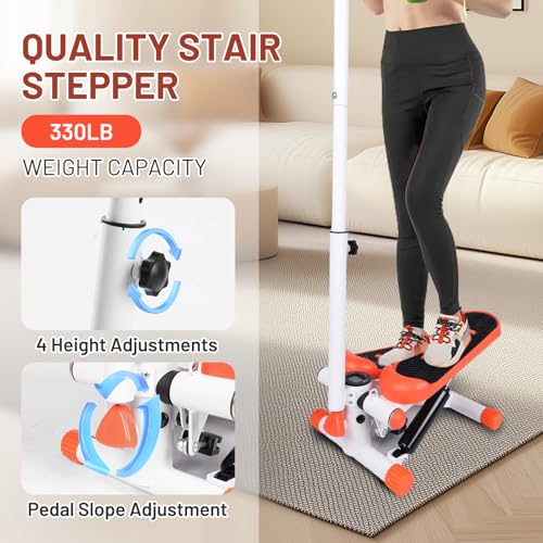 Adjustable Height Stair Stepper with Resistance Bands and LCD Monitor X796