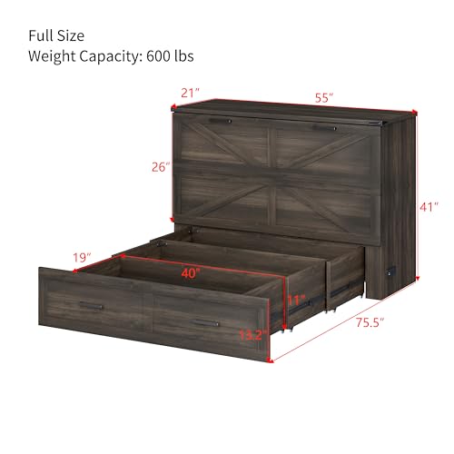 White Queen Murphy Cabinet Bed with Charging Station Z60262