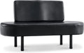Black Leather Upholstered Bench with Backrest E338