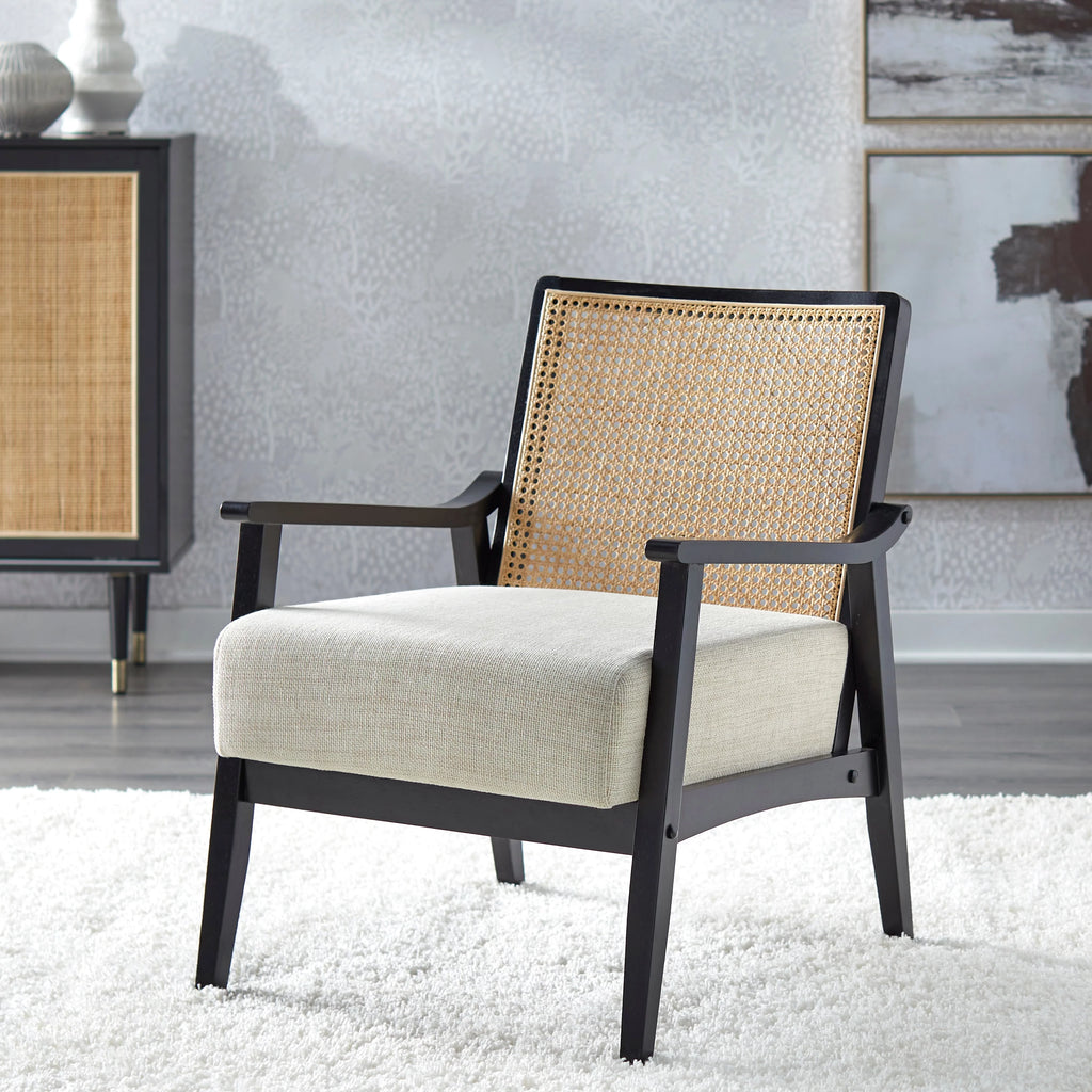 Black Cane and Solid Wood Accent Chair V162874