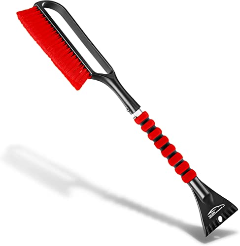 27" Snow Brush & Ice Scrapers with Foam Grip, Detachable, Gray I870
