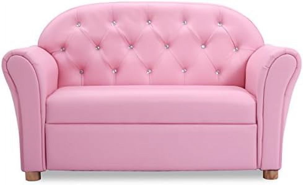 Pink PU Leather Sofa with Wood Construction K623