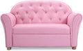 Pink PU Leather Sofa with Wood Construction K623