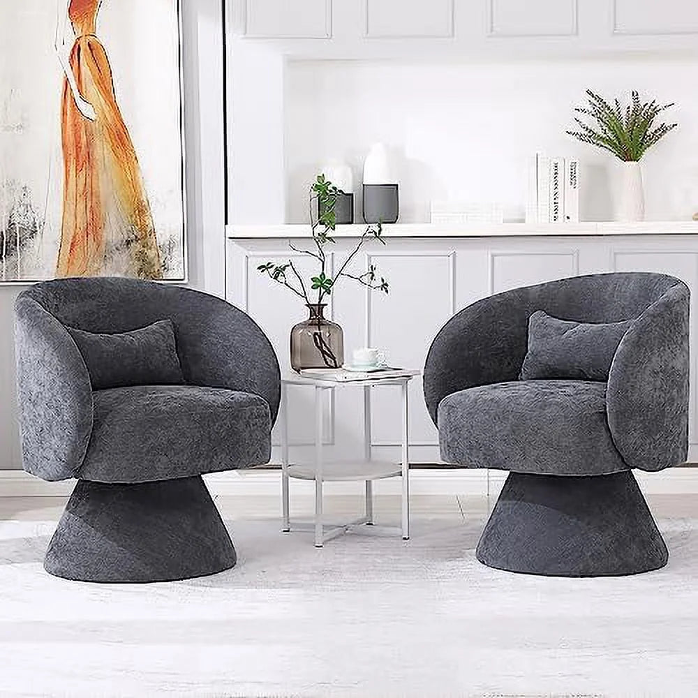 Linen Upholstered Swivel Accent Chair Set of 2 R844894